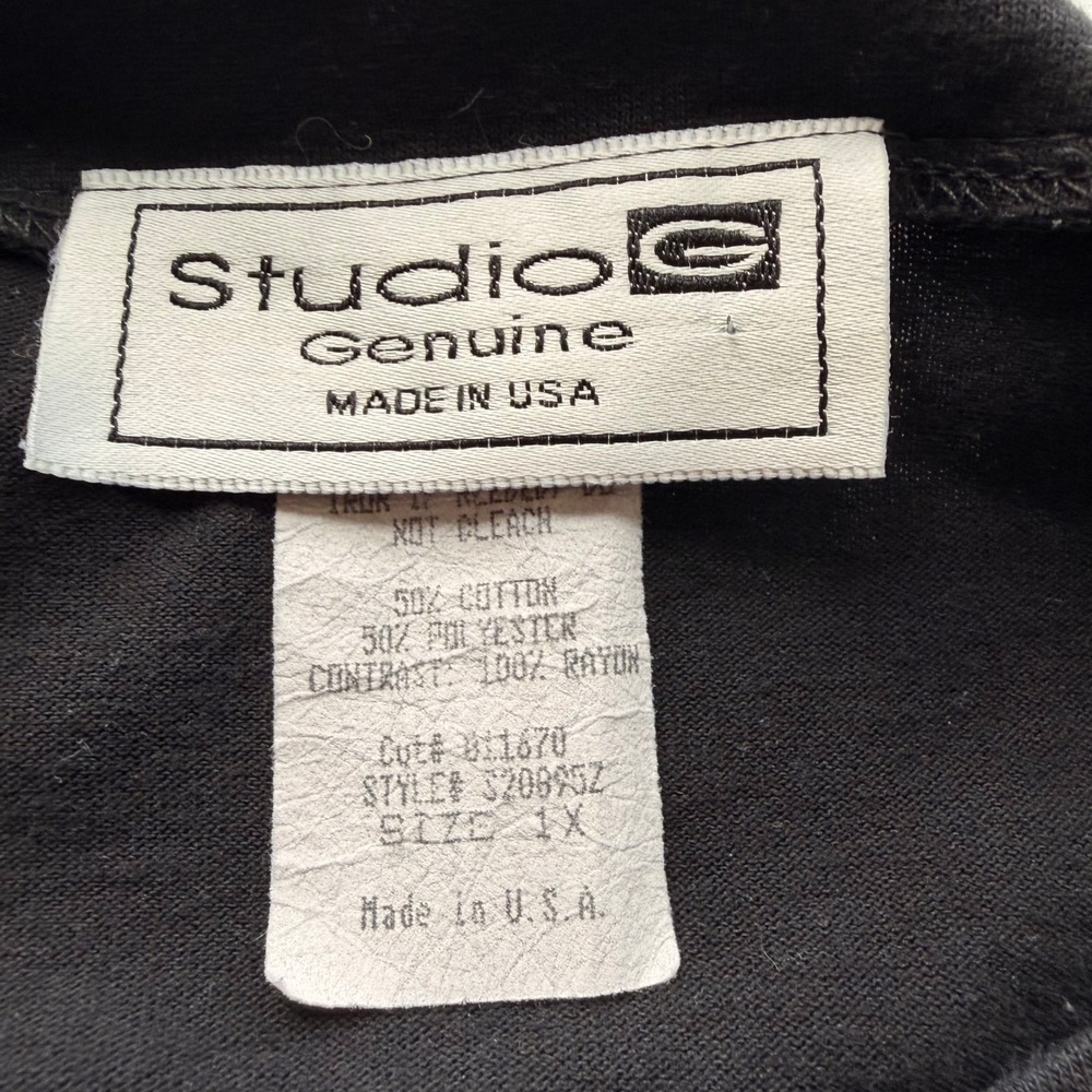 Vintage Studio G Women Giraffe‎ Patchwork T-Shirt XL Black Retro Lagenlook - Picture 4 of 9
